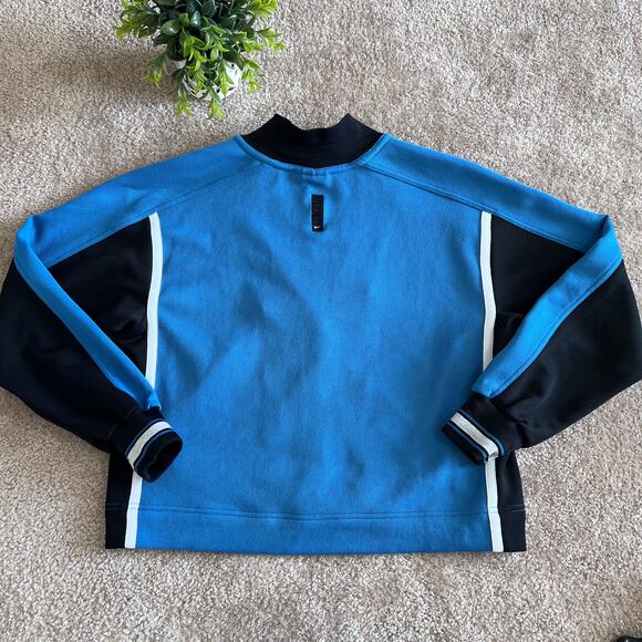 Nike Blue Snap Button Striped Varsity Vintage Bomber Jacket Size: Large 12-14 - Picture 12 of 15